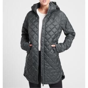 Athleta Whispered Featherless Parka Puffer Jacket Gray Womens Size M